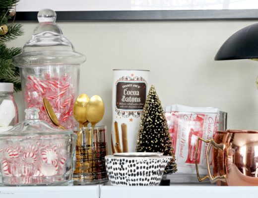 Simple Hot cocoa bar on an outdoor bar cart - This is our Bliss