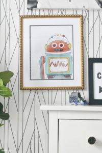 Playful and pattern-happy Big Boy Room Reveal - Gallery wall full of kid art prints - This is our Bliss