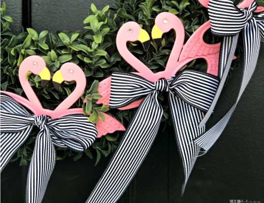 super simple Pink flamingo wreath for Summer - the perfect simple summer wreath for your Front Door - This is our Bliss