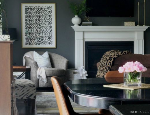 Featured Summer Home Tour 2019 - dark wall with light accents and fresh pink flowers - This is our Bliss