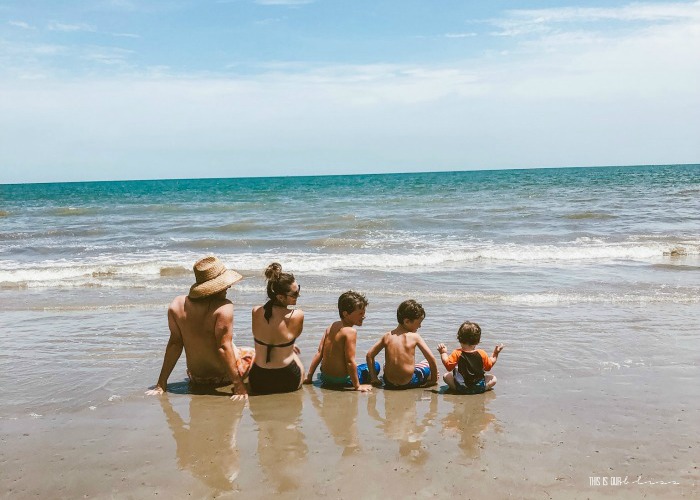 featured Family of 5 photo on the beach - Our Hilton Head Vacation Recap with This is our Bliss