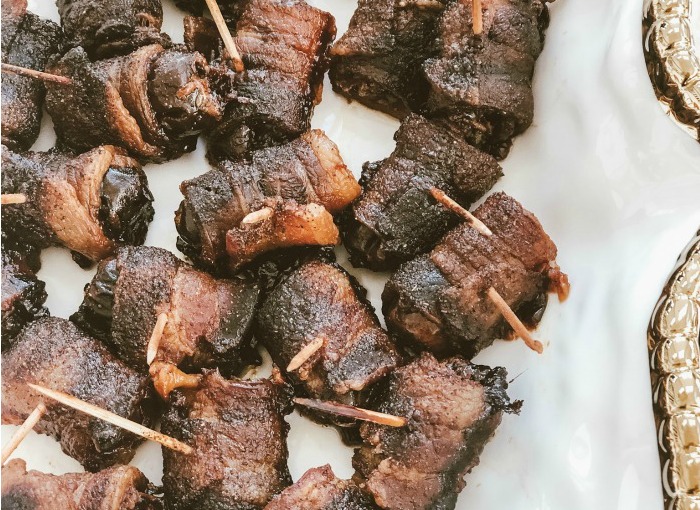 featured sweet and spicy bacon wrapped dates - easy appetizer you can serve your guests year-round - Appetizer recipe via This is our Bli