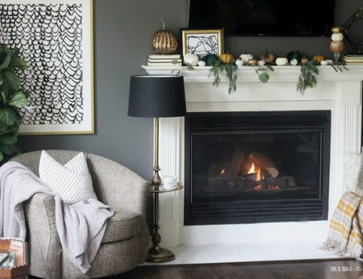 How to style a cozy Fall Mantel with Pumpkins greens and books - This is our Bliss