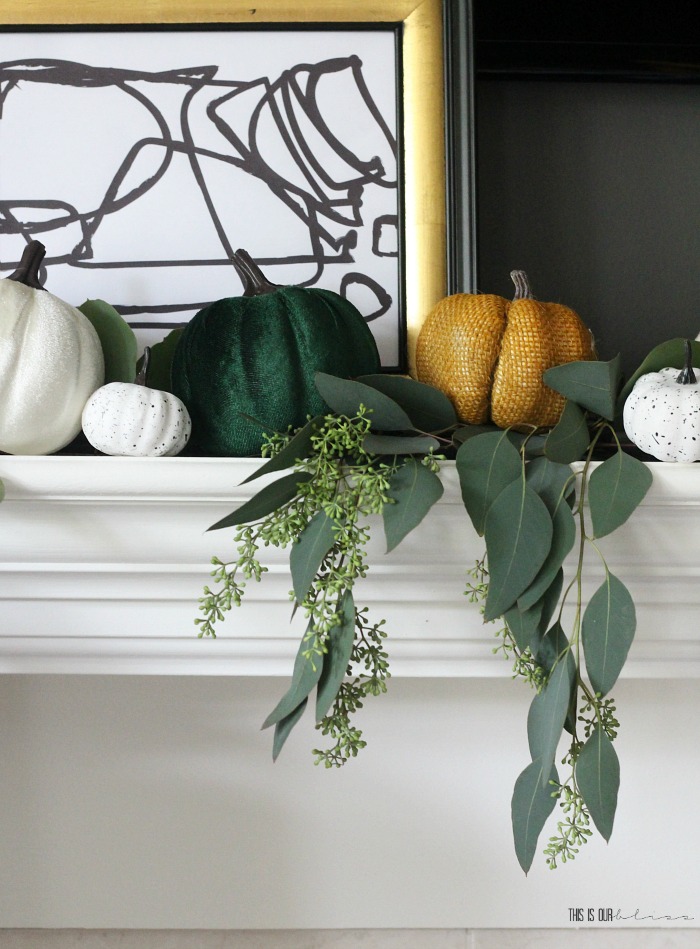 How to Style a Cozy Fall Mantel With Pumpkins & Greens -This is