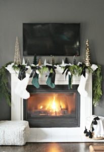 A Fresh Christmas Mantel with Tree Collection - Simple and classic Christmas Mantel with Satin Ribbon Bows - This is our Bliss