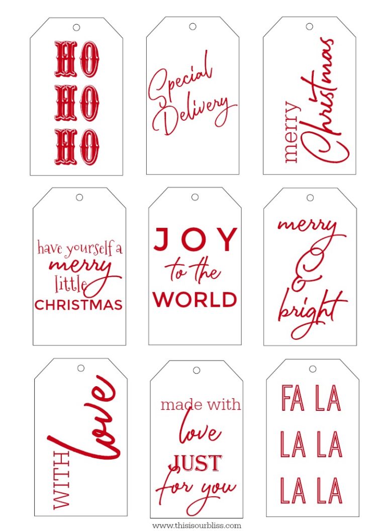 Free Printable Christmas Gift Tags RED - This is our Bliss - This is ...