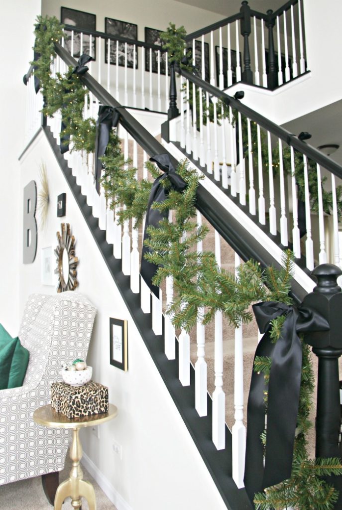 How to Hang Garland on the Staircase // This is our Bliss