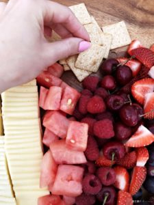 charcuterie board set-up with fruit and cheese - This is our Bliss