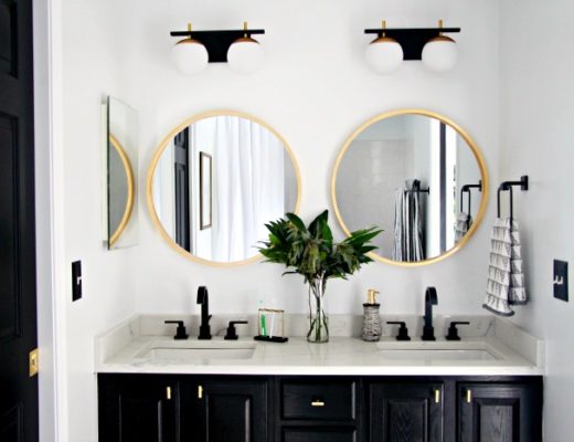 bright white and bold neutral modern boys bathroom reveal - This is our Bliss