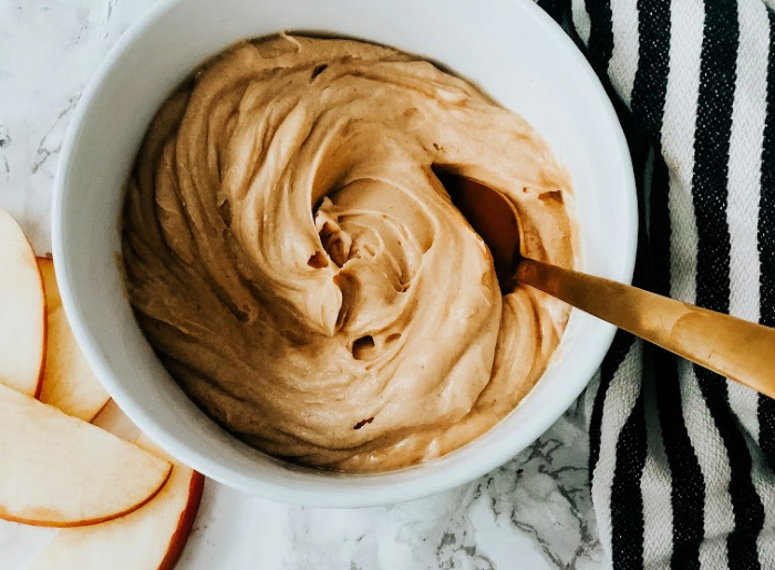 Mom approved snack idea - Peanut Butter Yogurt dip for apples and fruit - This is our Bliss copy
