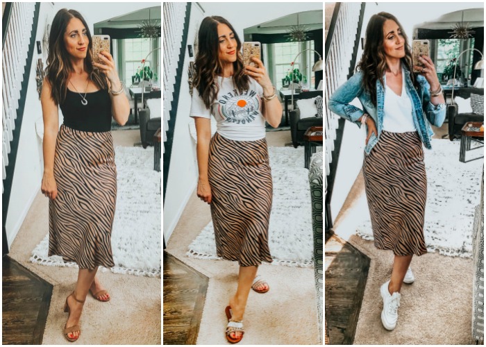 3 ways to wear a satin midi skirt - how to style a satin midi skirt 3 ways - This is our Bliss