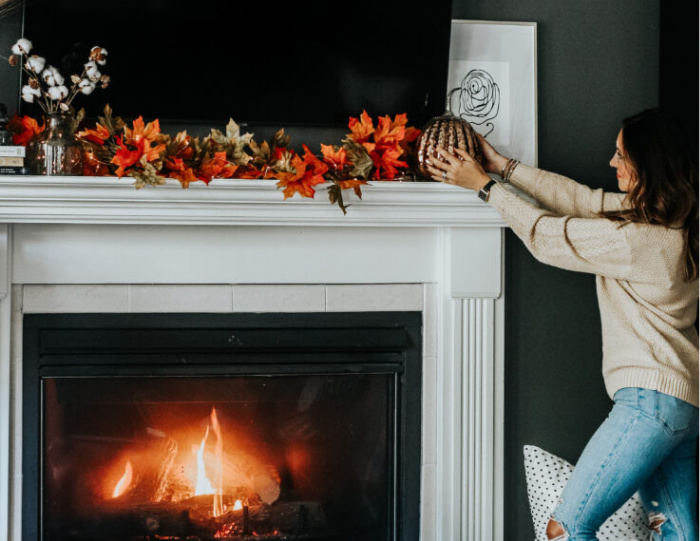 fall mantel decorating ideas - traditional fall mantel - This is our Bliss (1)