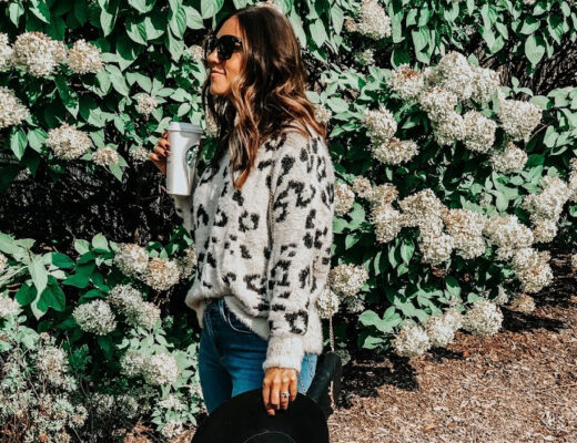 Leopard sweater for a Cute and cozy fall look - booties and hat for Fall accessories - This is our Bliss #leopardsweater (1)