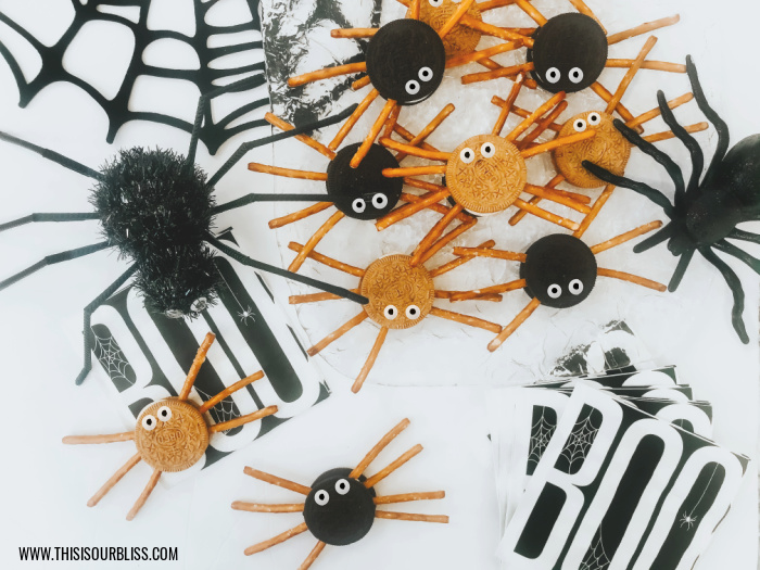 Oreo Cookie Spiders for a cute halloween treat idea - This is our Bliss