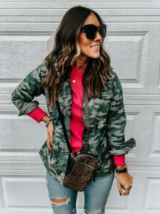 Hot pink and camo - How to style a hot pink sweater - $20 pink sweater - pink camo and leopard - This is our Bliss