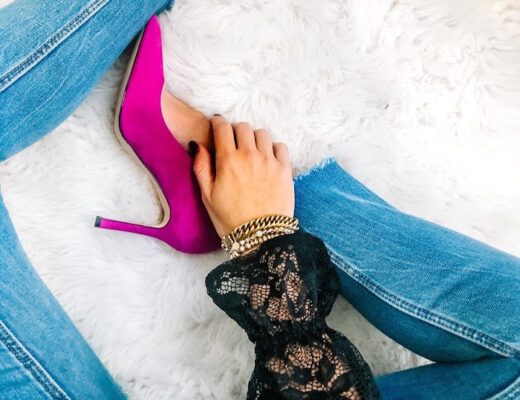 Date night outfit ideas __ pink heels & jeans - This is our Bliss
