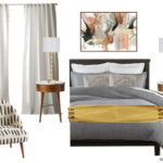 Chic bedroom design with abstract art & patterned chair - This is our Bliss