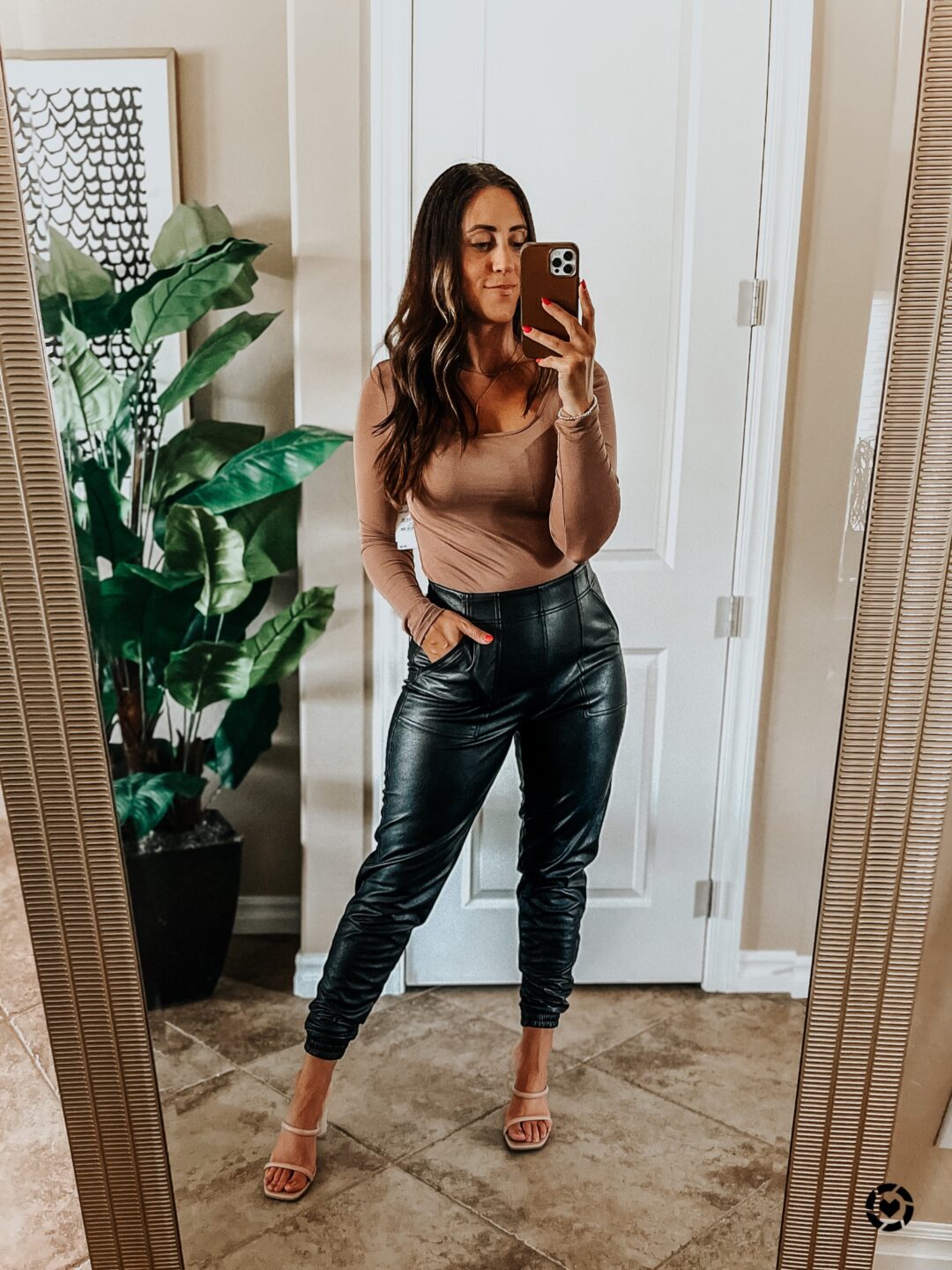 target faux leather joggers