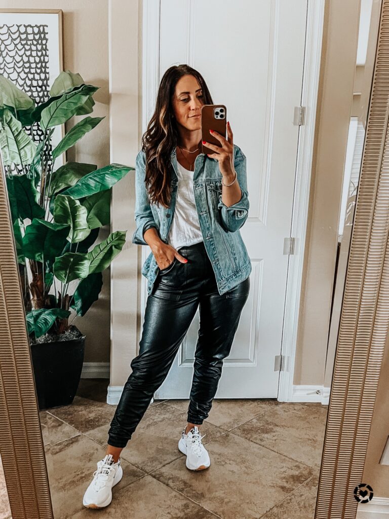 Ways To Wear Faux Leather Joggers For Fall - The Haute Homemaker