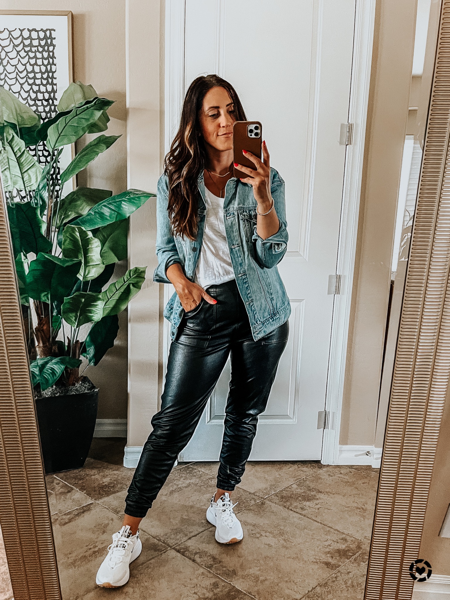 petite leather joggers new look