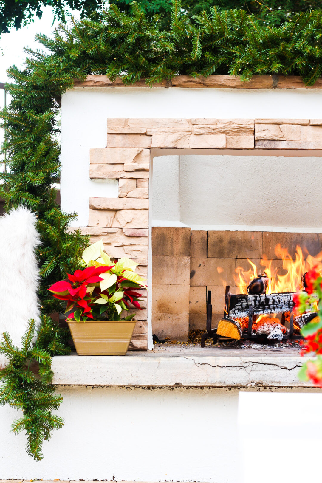 Our Outdoor Fireplace at Christmas - This is our Bliss