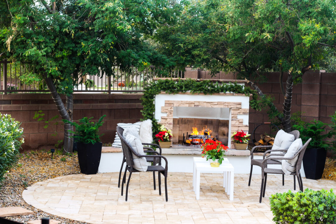 Our Outdoor Fireplace at Christmas - This is our Bliss