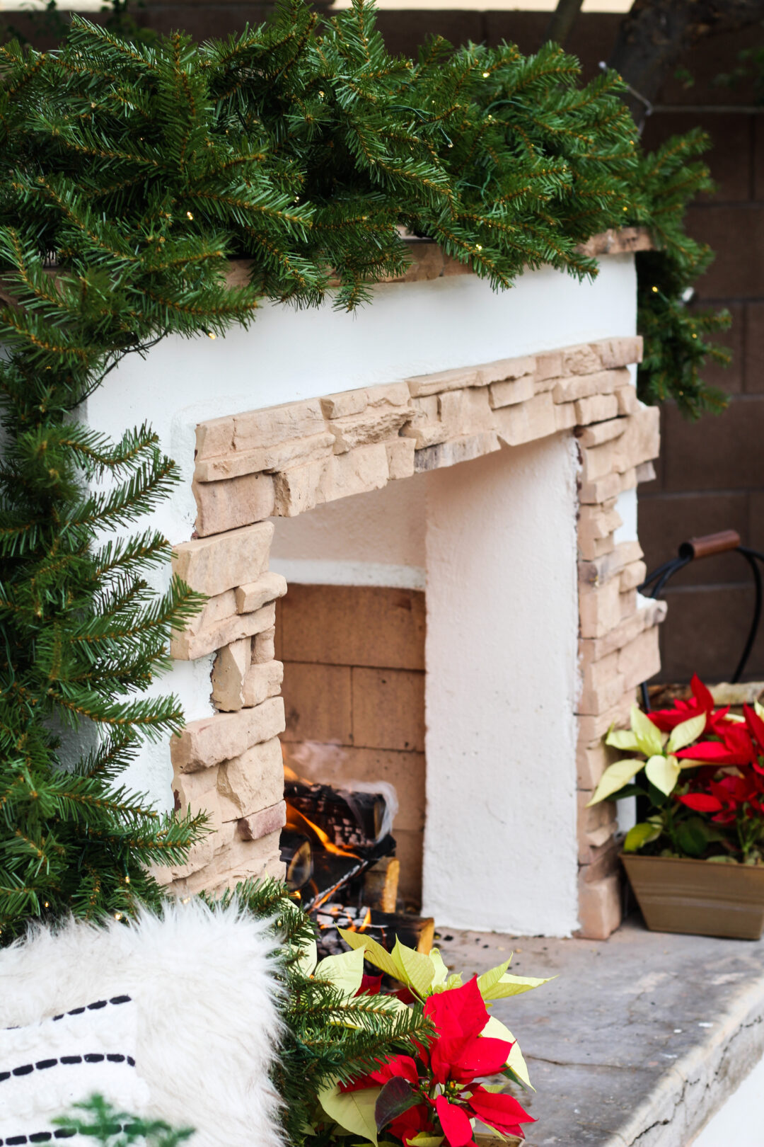 Our Outdoor Fireplace at Christmas - This is our Bliss