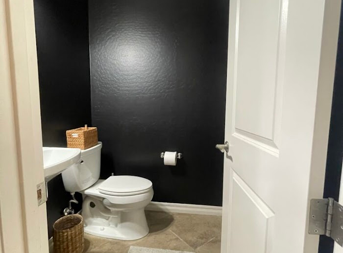 black walls in Powder Room - This is our Bliss