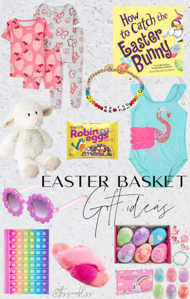 Easter Basket filler ideas - easter basket gift guide - easter basket gift ideas for kids - This is our Bliss #easterbaskets #eastergiftguide #girlseasterbasketideas #girlseastergifts