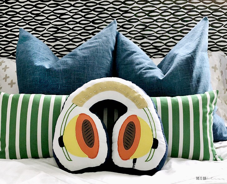 How to add personality to a kid's room - headphone pillow - adding personality to your boy's room - This is our Bliss