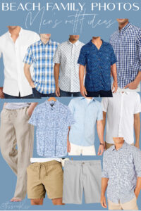 Men's outfit ideas for Beach Family Photos - What to Wear for Beach Family photos - This is our Bliss #beachfamilyphotos #familyphotoshoot #hiltonheadfamilyphotos #beachphotoshoot