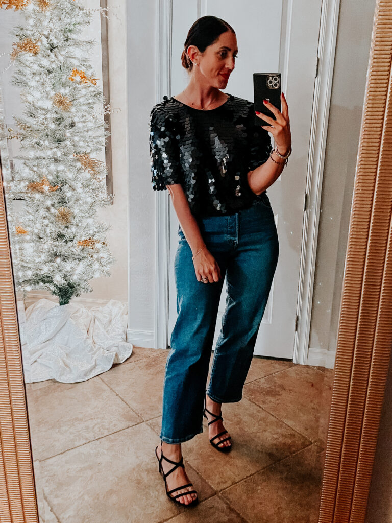 sequin top and jeans - This is our Bliss