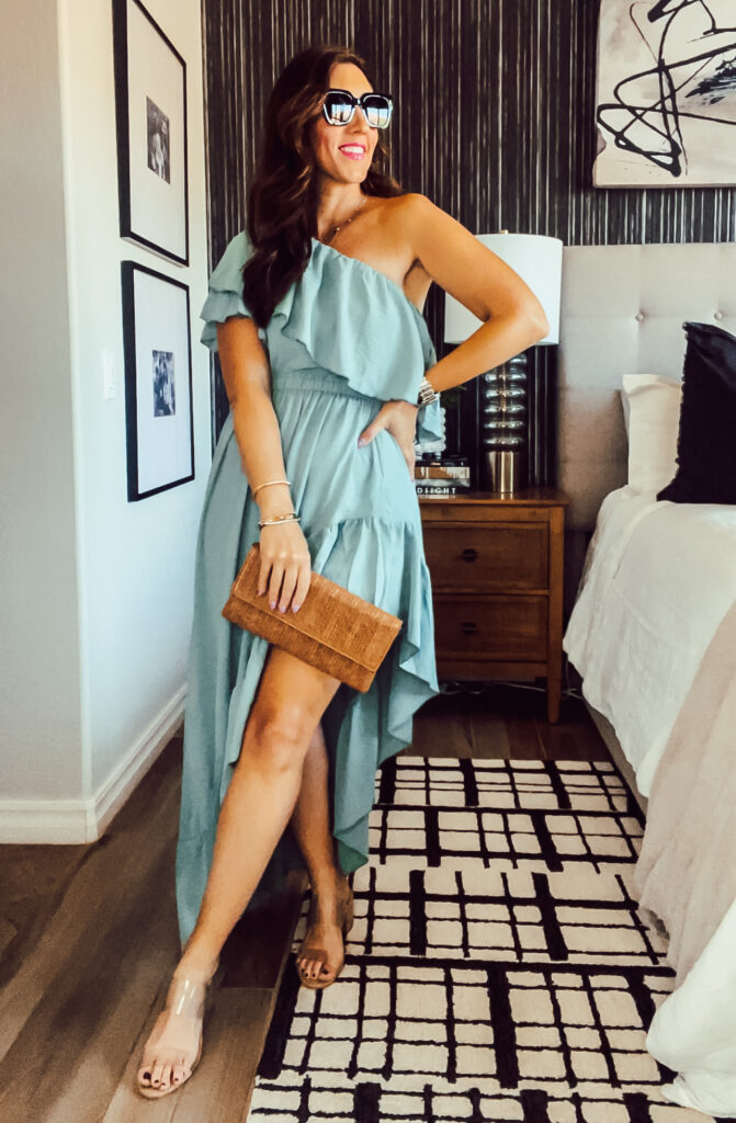 one shoulder ruffle asymmetrical hem dress - This is our Bliss