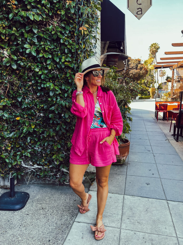 colorful swimsuit & pink top & short set - beach style - This is our Bliss