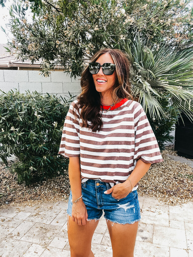 striped boxy crop tee - free people look for less - This is our Bliss