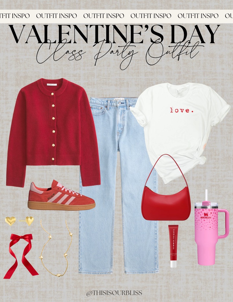 What to wear for Valentine's Day - valentines day classic chic for a class party outfit - This is our bliss