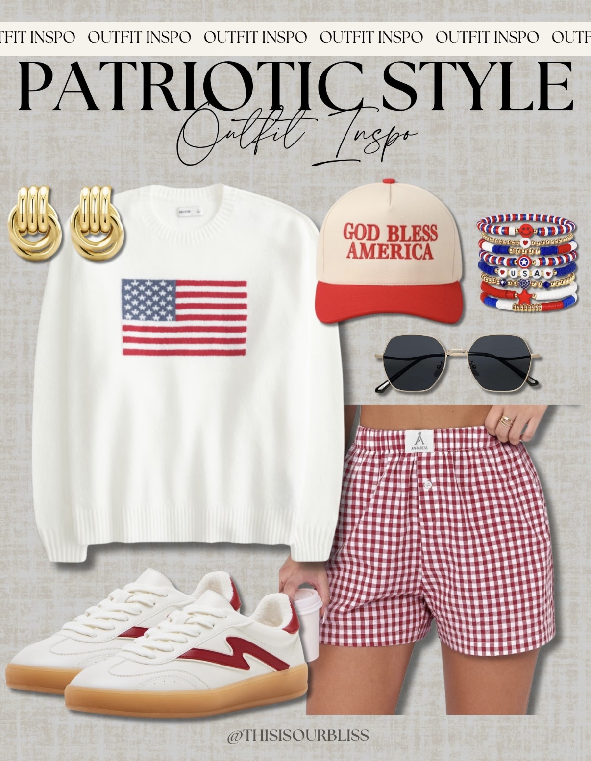 Patriotic style outfit idea - This is our Bliss #memorialdayoutfits #fourthofjulyoutfits