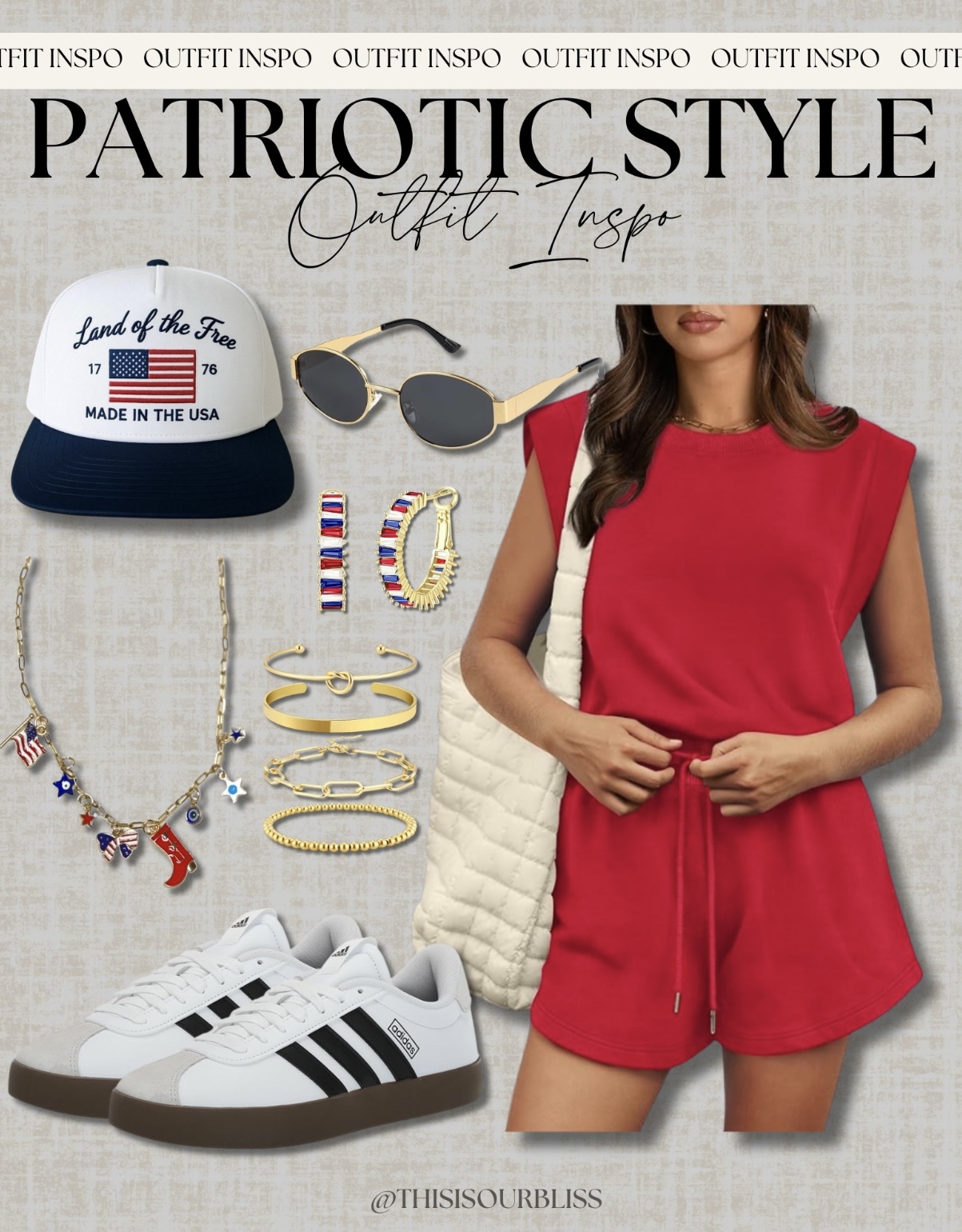 Patriotic style outfit idea - This is our Bliss #memorialdayoutfits #fourthofjulyoutfits