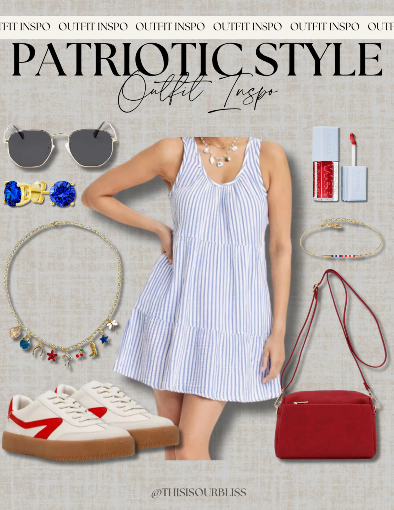 Patriotic style outfit idea - This is our Bliss #memorialdayoutfits #fourthofjulyoutfits