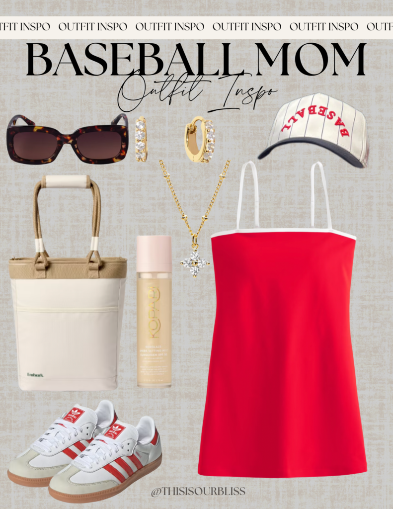 baseball mom outfit idea with athleisure dress - This is our Bliss