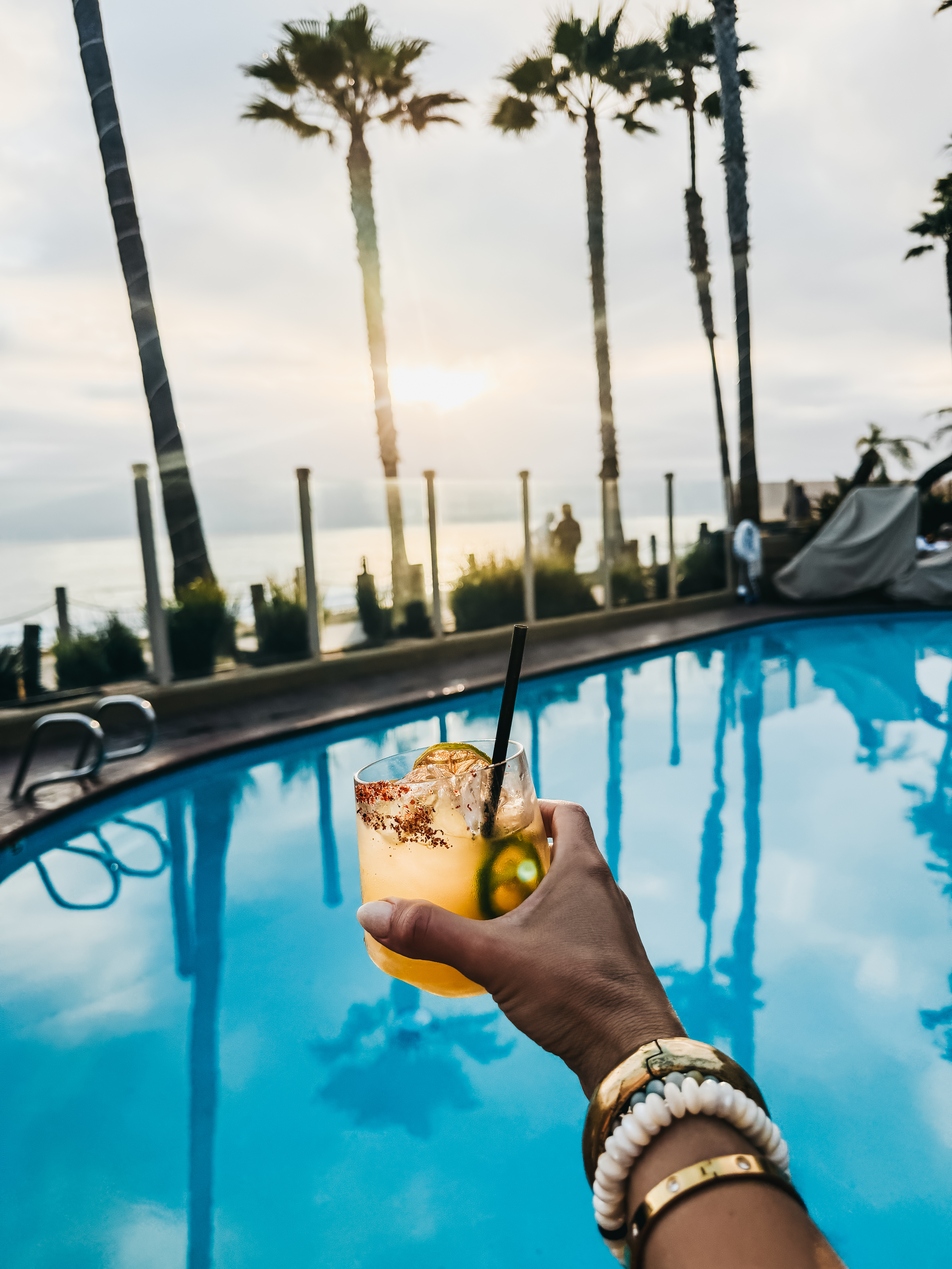 spicy mango margarita at the pool at Pacific Terrace Hotel - This is our Bliss