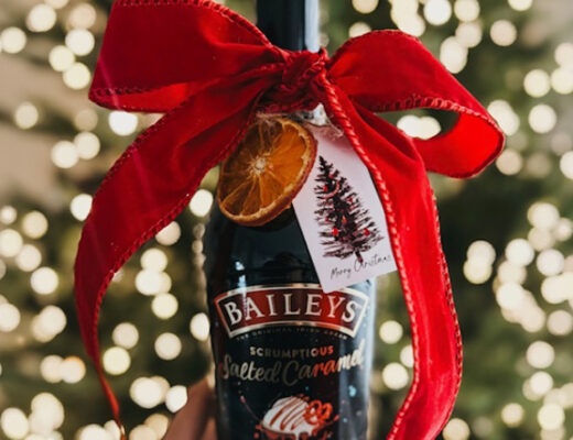 'Anything But Wine' Hostess Gift Idea Part 1 // An Embellished Bottle of Salted Caramel Baileys - This is our Bliss #hostessgiftidea