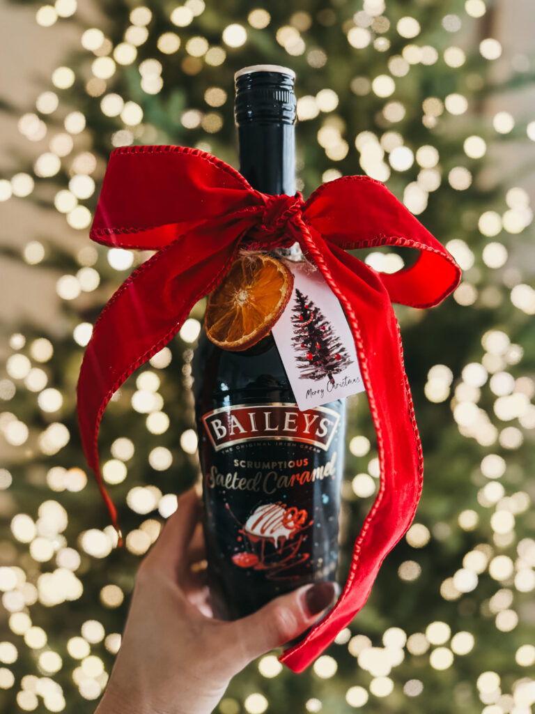 'Anything But Wine' Hostess Gift Idea Part 1 // An Embellished Bottle of Salted Caramel Baileys - This is our Bliss #hostessgiftidea