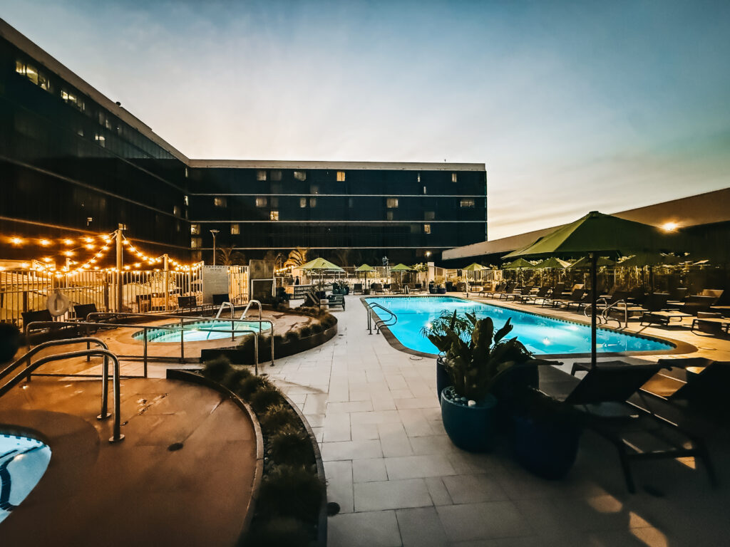 renovated pool at #hiltonanaheim - Hilton Anaheim Review: The Best Disney Good Neighbor Hotel for Our Family of Five - This is our Bliss #disneyland