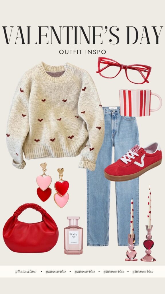 Valentine's Day outfit one // Casual with a Valentine’s Twist - This is our Bliss