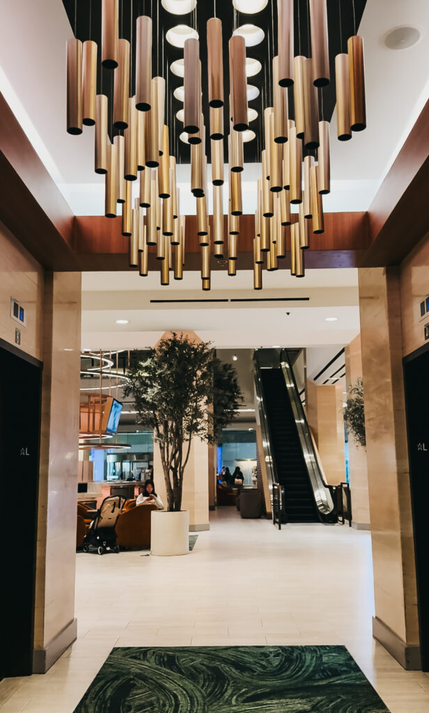 Hilton lobby - Hilton Anaheim Review: The Best Disney Good Neighbor Hotel for Our Family of Five - This is our Bliss #disneyland