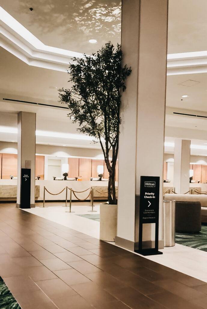 Hilton lobby - Hilton Anaheim Review: The Best Disney Good Neighbor Hotel for Our Family of Five - This is our Bliss #disneyland