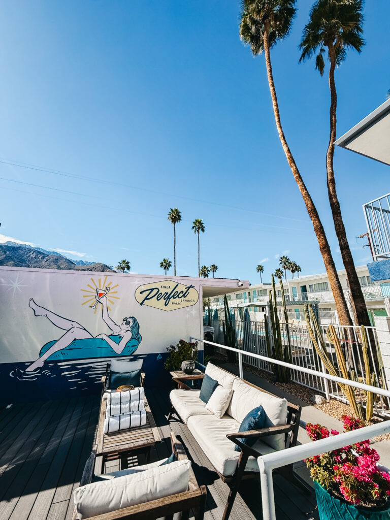 A Stylish Couples Getaway at the Skylark Hotel in Palm Springs - colorful nostalgic wall murals- This is our Bliss