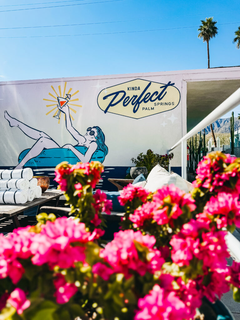 A Stylish Couples Getaway at the Skylark Hotel in Palm Springs - colorful nostalgic wall murals- This is our Bliss