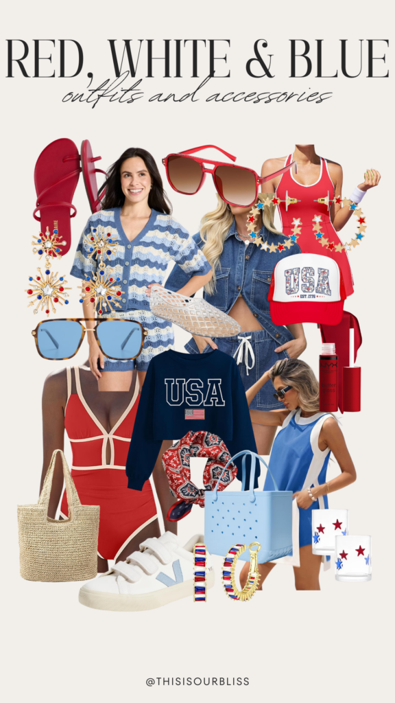 Chic Red, White & Blue Outfit Ideas from Memorial Day to Labor Day - This is our Bliss #usaoutfitideas